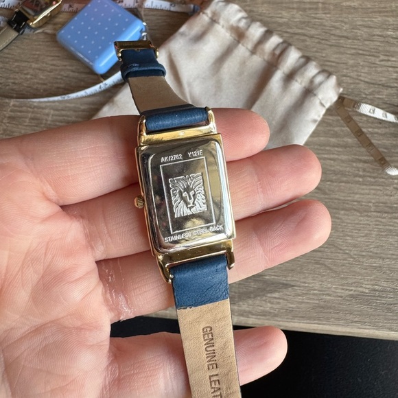 Anne Klein Gold Watch with Blue Strap - Picture 3 of 3